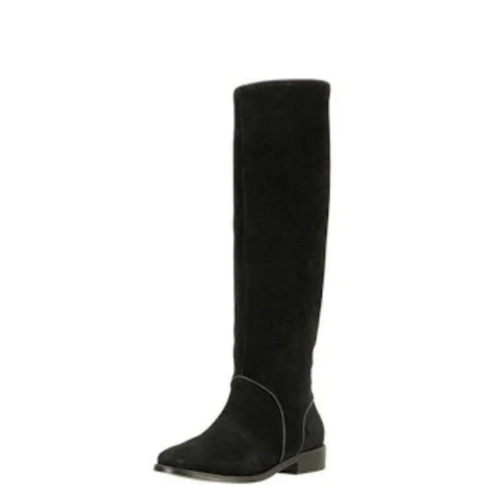 UGG Black Suede Knee-High Heeled Boots
